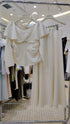 Wide Boat Neck Draped Tops With Skirts